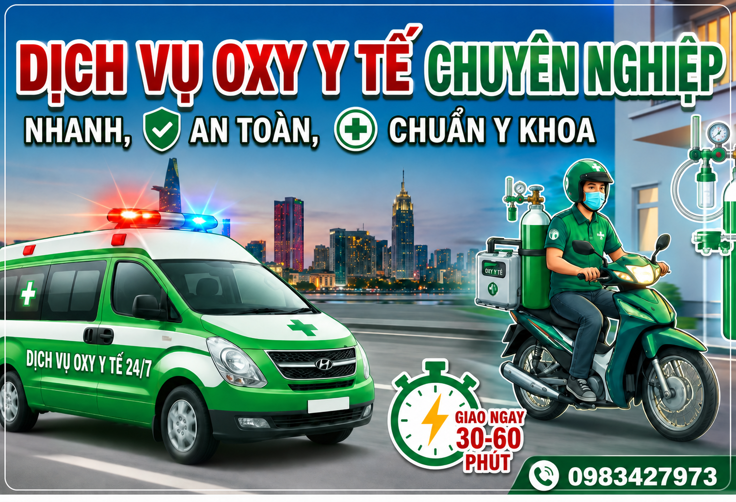 Dịch vụ oxy y tế tại nhà nhanh chóng